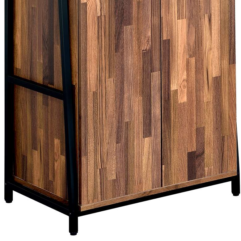 Image 4 Quevo 24 3/4"W Oak Wood Black Metal 3-Shelf Wine Cabinet more views