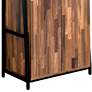 Quevo 24 3/4"W Oak Wood Black Metal 3-Shelf Wine Cabinet 