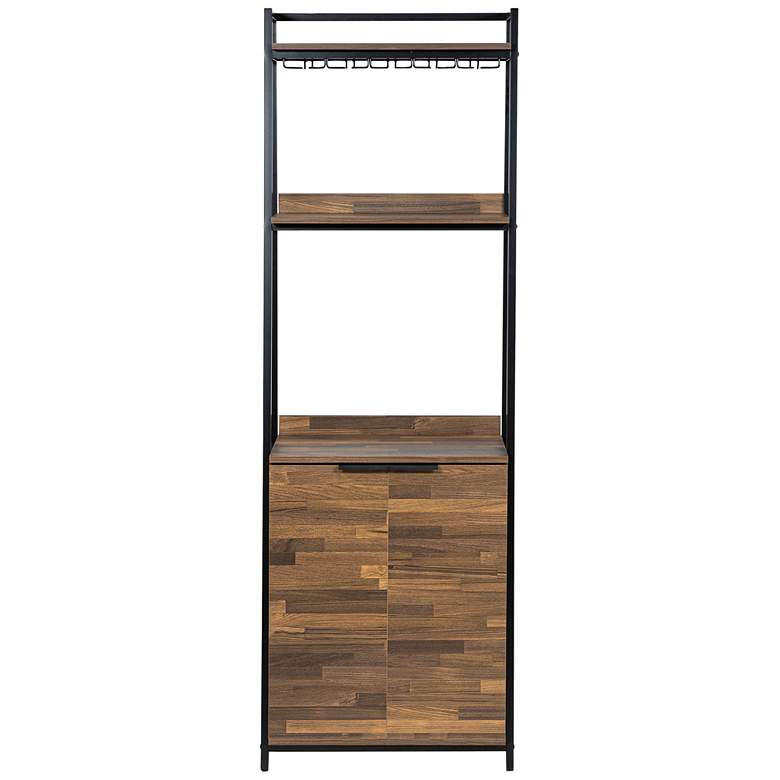 Image 5 Quevo 24 3/4"W Oak Wood Black Metal 3-Shelf Wine Cabinet more views