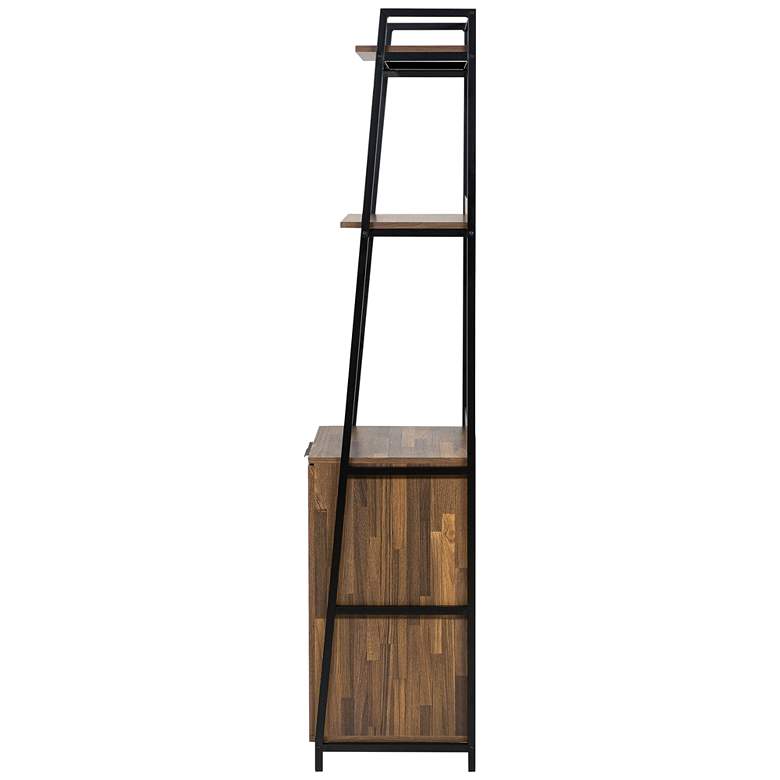 Image 6 Quevo 24 3/4"W Oak Wood Black Metal 3-Shelf Wine Cabinet more views