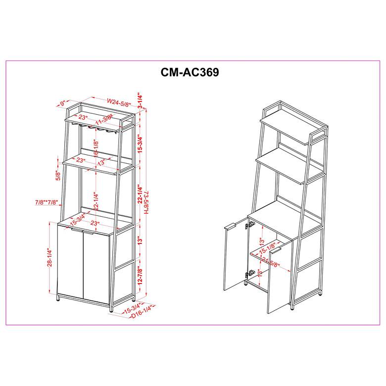 Image 7 Quevo 24 3/4"W Oak Wood Black Metal 3-Shelf Wine Cabinet more views