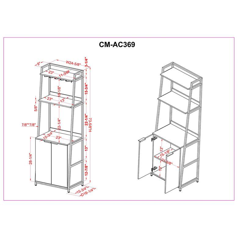 Image 7 Quevo 24 3/4 inchW Oak Wood Black Metal 3-Shelf Wine Cabinet  more views