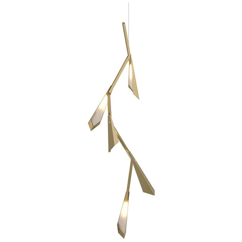 Image 1 Quill 16" Wide Modern Brass Vertical LED Pendant With Modern Brass Sha