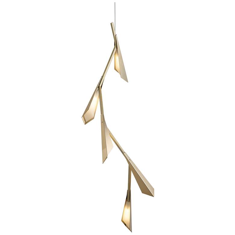 Image 1 Quill 16" Wide Soft Gold Vertical LED Pendant With Soft Gold Shade