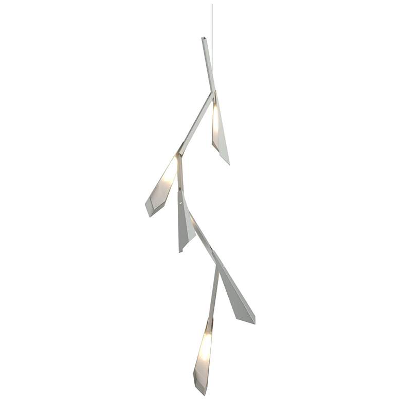 Image 1 Quill 16"W Vintage Platinum Vertical LED Pendant With Platinum Shade