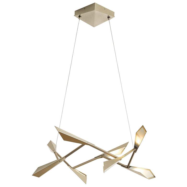 Image 1 Quill 33.9" Wide Soft Gold Horizontal LED Pendant With Soft Gold Shade