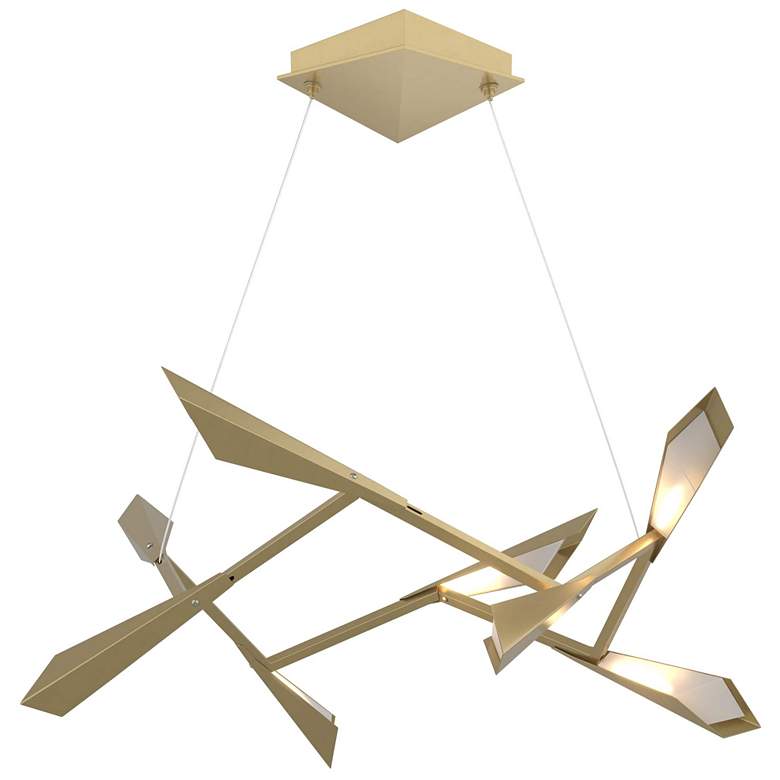 Image 1 Quill 33.9"W Modern Brass Horizontal LED Pendant With Modern Brass Sha