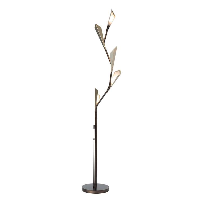 Image 2 Quill 76.8" Dark Smoke Torchiere With Modern Brass Shade more views