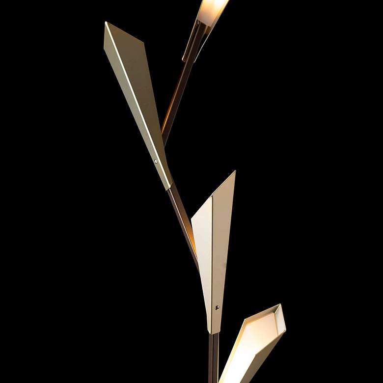 Image 4 Quill 76.8" Dark Smoke Torchiere With Modern Brass Shade more views