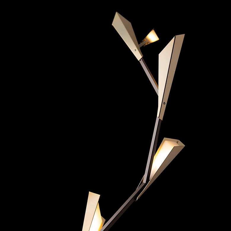 Image 5 Quill 76.8" Dark Smoke Torchiere With Modern Brass Shade more views
