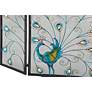 Quill Black Metal 32" High 3-Panel Peacock Fireplace Screen