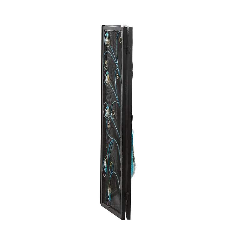 Image 6 Quill Black Metal 32" High 3-Panel Peacock Fireplace Screen more views