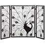 Quill Black Metal 32" High 3-Panel Peacock Fireplace Screen