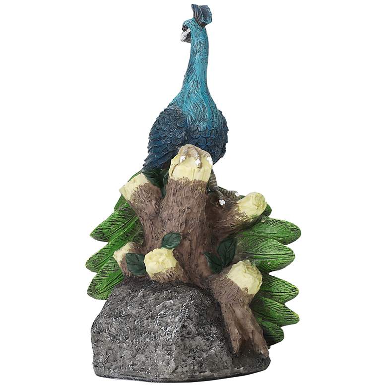 Image 3 Quills 12"H Multi-Color Outdoor Peacock Statue w/ Spotlight more views