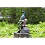 Quills 12"H Multi-Color Outdoor Peacock Statue w/ Spotlight