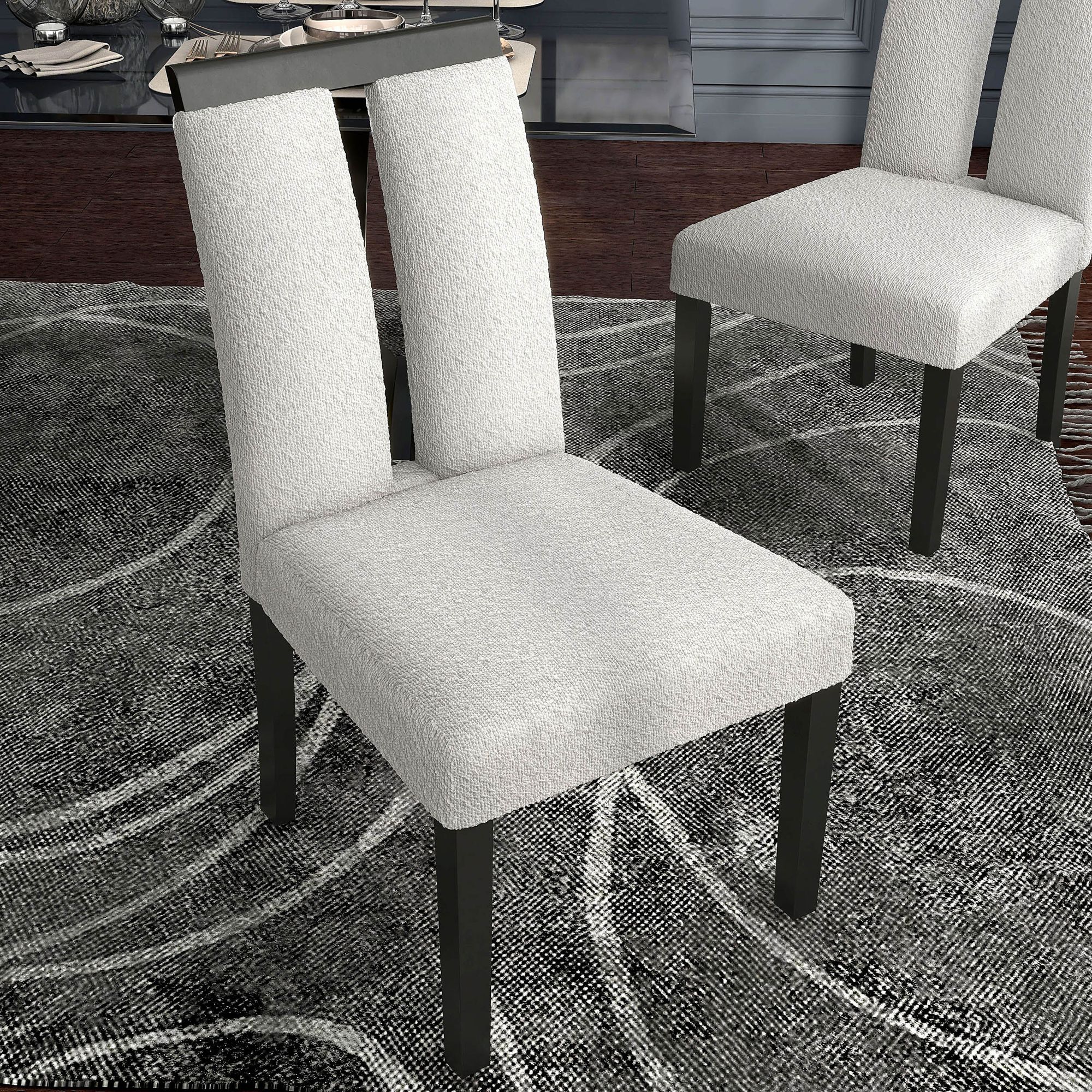 Quincie 21" Wide White Boucle Fabric Side Split Back Chairs Set of 2