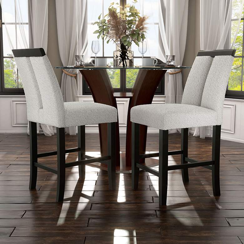 Image 1 Quincie 27" White Boucle Fabric Counter Stools Set of 2