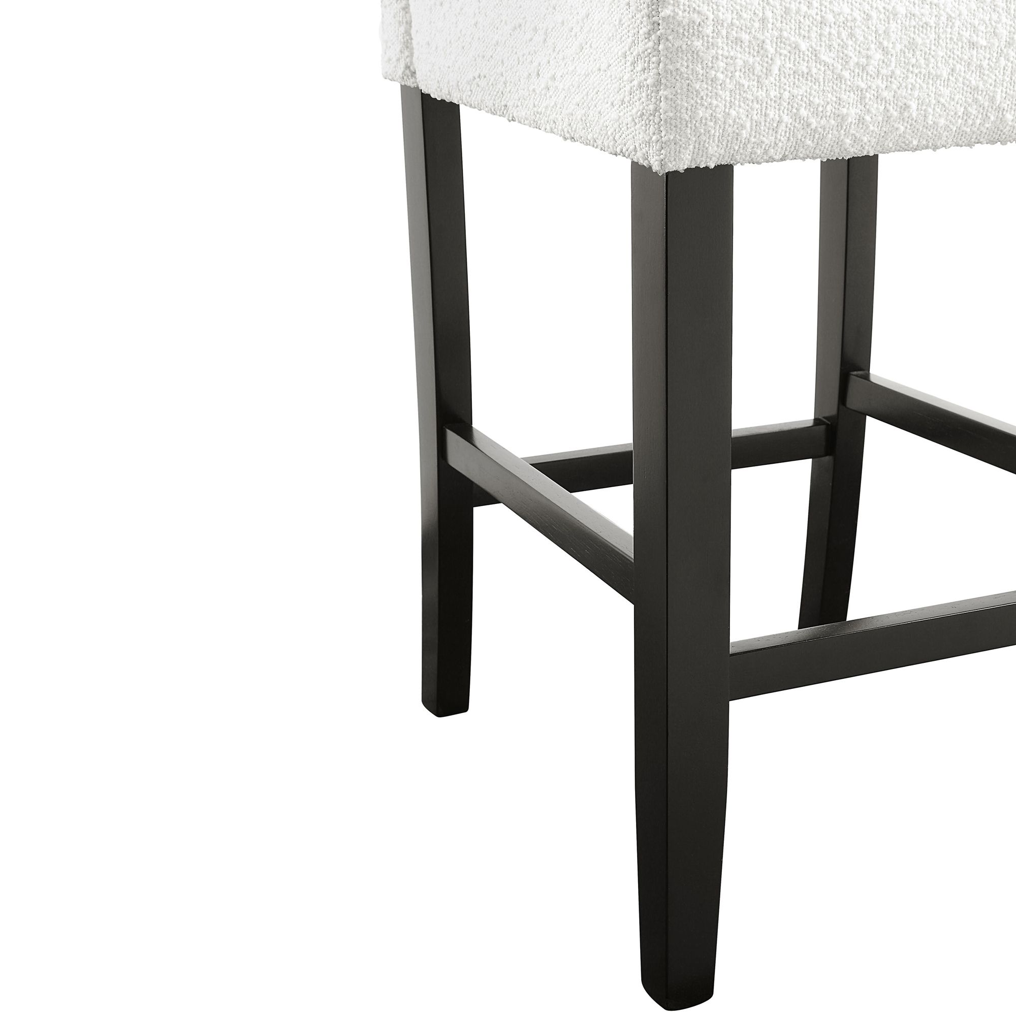 Quincie 27" White Boucle Fabric Counter Stools Set of 2