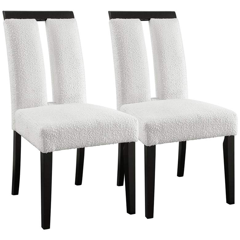 Image 2 Quincie White Boucle Fabric Side Chairs Set of 2