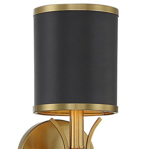 Image 2 Quincy 1-Light Wall Sconce in Matte Black with Warm Brass Accents more views