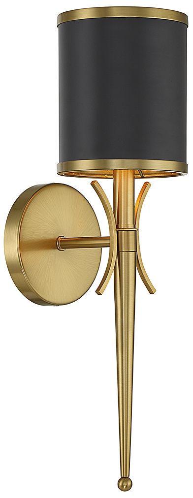 Image 3 Quincy 1-Light Wall Sconce in Matte Black with Warm Brass Accents more views