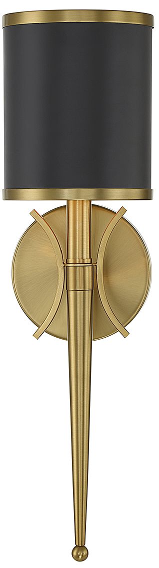 Image 4 Quincy 1-Light Wall Sconce in Matte Black with Warm Brass Accents more views