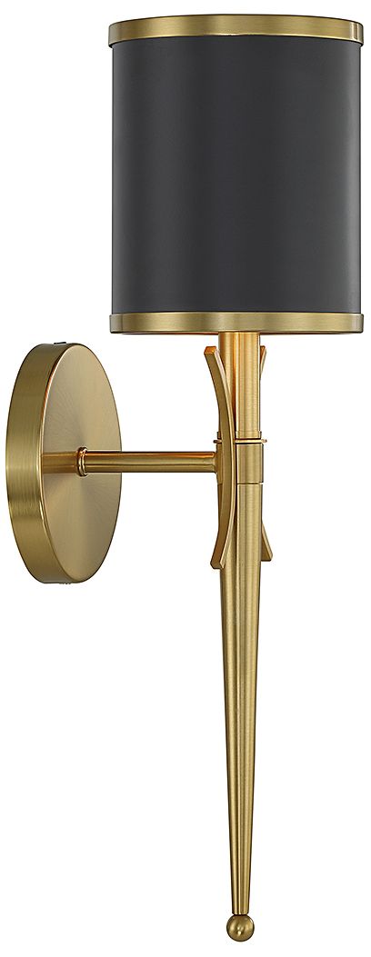 Image 5 Quincy 1-Light Wall Sconce in Matte Black with Warm Brass Accents more views