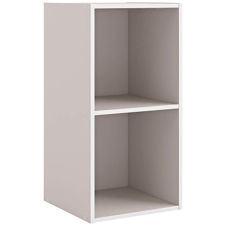 Image 2 Quincy 12" Wide Greige Wood 2-Shelf Slim Stackable Bookcase