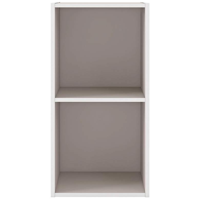 Image 3 Quincy 12" Wide Greige Wood 2-Shelf Slim Stackable Bookcase more views