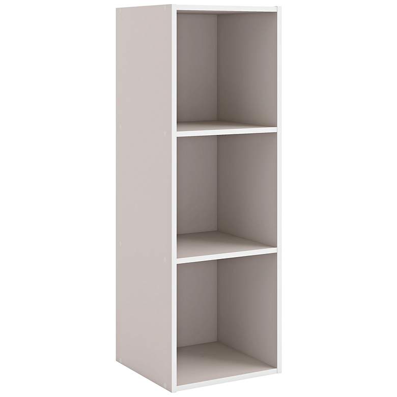 Image 2 Quincy 12" Wide Greige Wood 3-Shelf Slim Stackable Bookcase