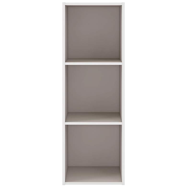 Image 3 Quincy 12" Wide Greige Wood 3-Shelf Slim Stackable Bookcase more views