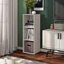 5_Quincy 12" Wide Greige Wood 3-Shelf Slim Stackable Bookcase more views