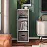 6_Quincy 12" Wide Greige Wood 3-Shelf Slim Stackable Bookcase more views