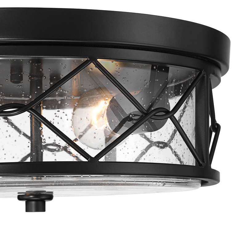 Image 4 Quincy 14" Wide Black Round 2-Light Ceiling Light more views