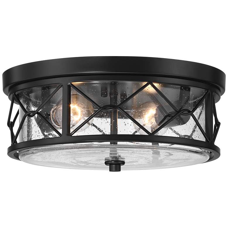 Image 6 Quincy 14" Wide Black Round 2-Light Ceiling Light more views