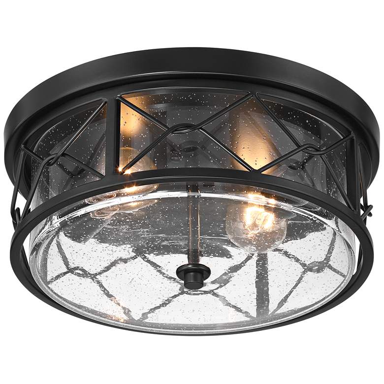 Image 7 Quincy 14" Wide Black Round 2-Light Ceiling Light more views