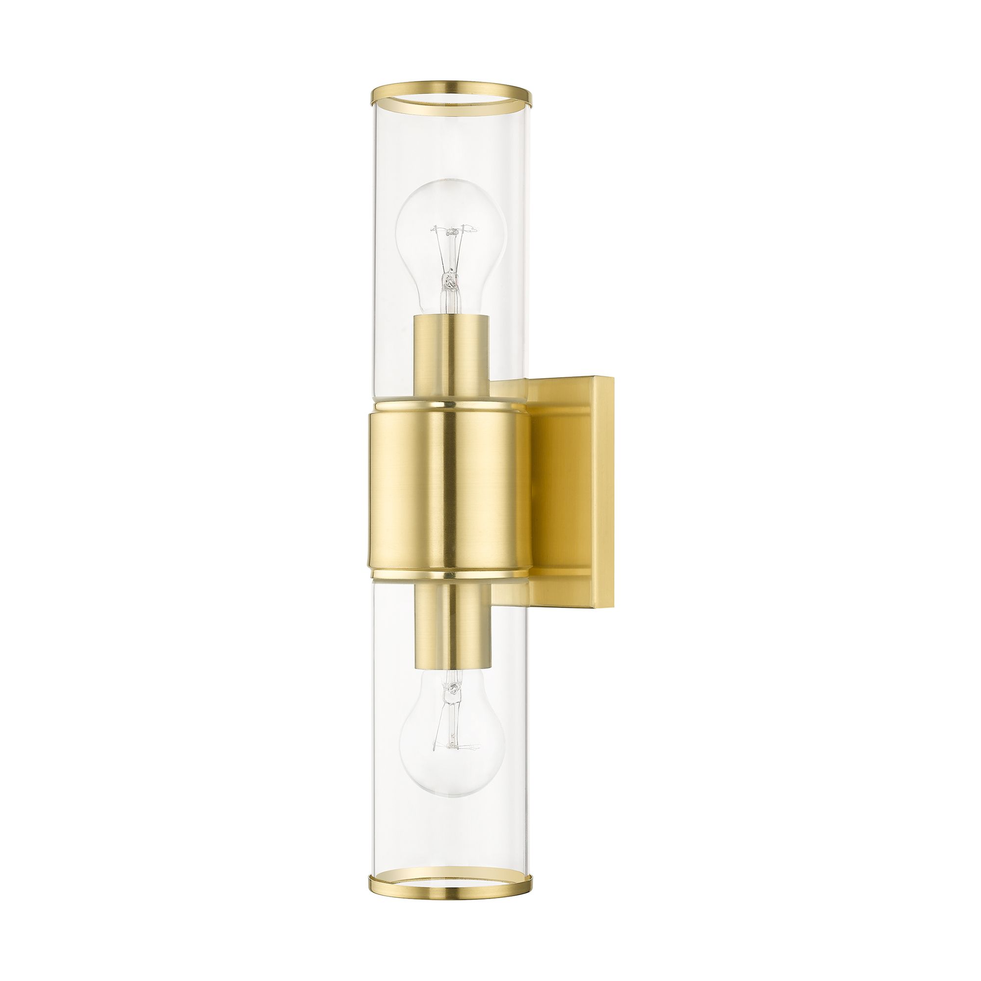 Image 4 Quincy 16" High Satin Brass and Clear Glass 2-Light Wall Sconce more views