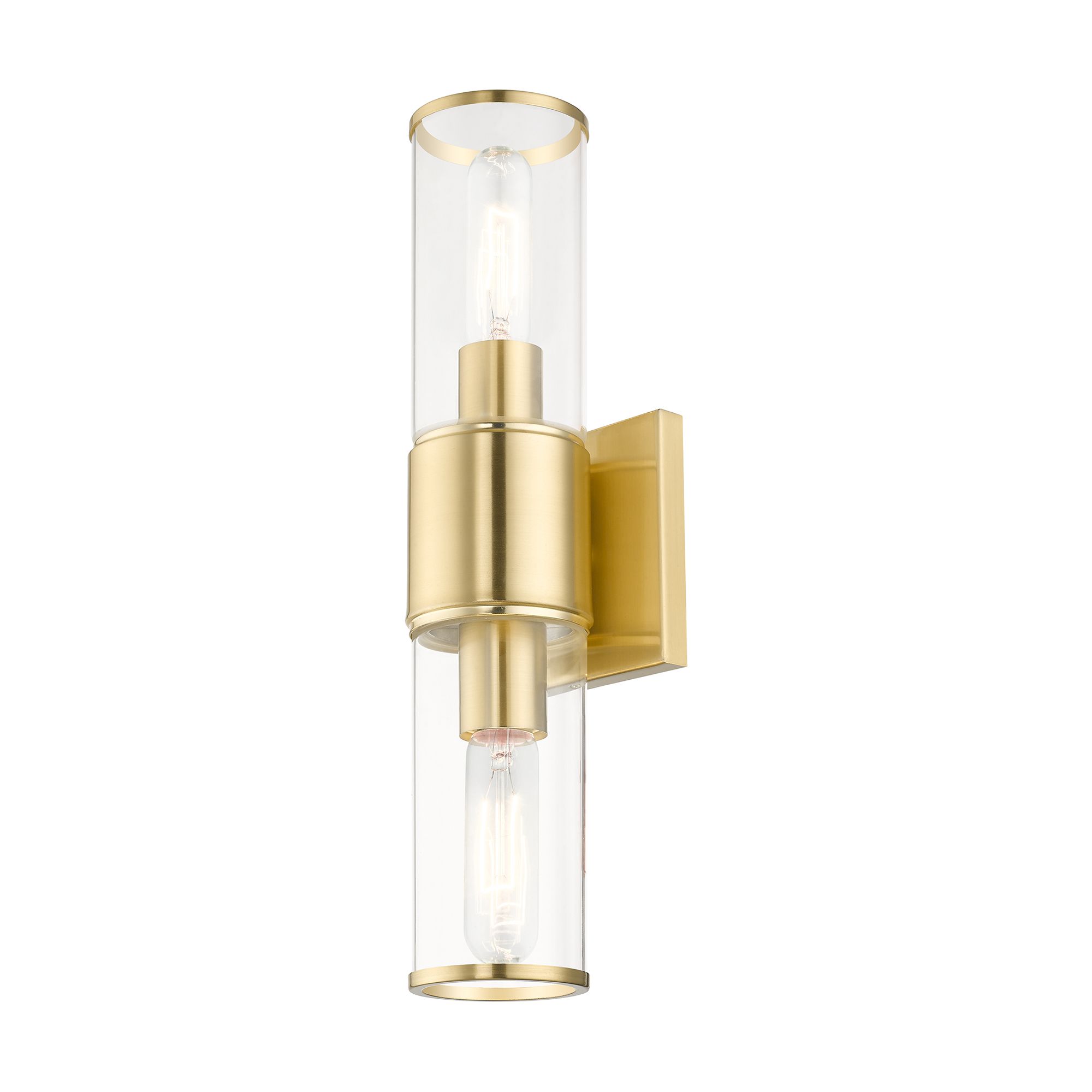 Image 6 Quincy 16" High Satin Brass and Clear Glass 2-Light Wall Sconce more views