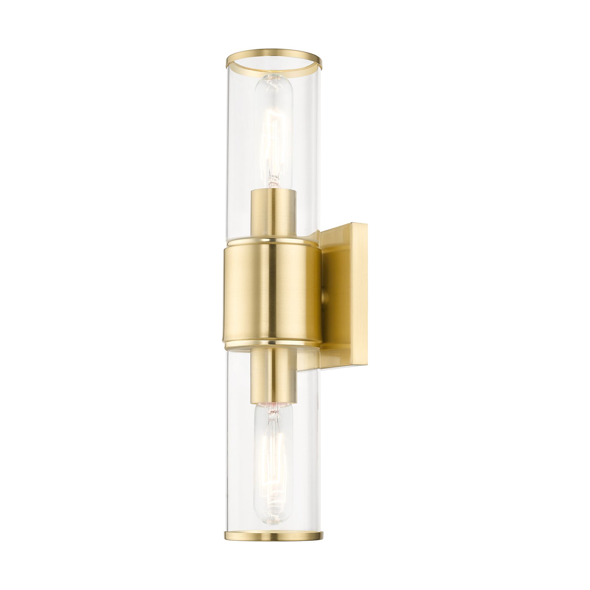 Image 7 Quincy 16" High Satin Brass and Clear Glass 2-Light Wall Sconce more views