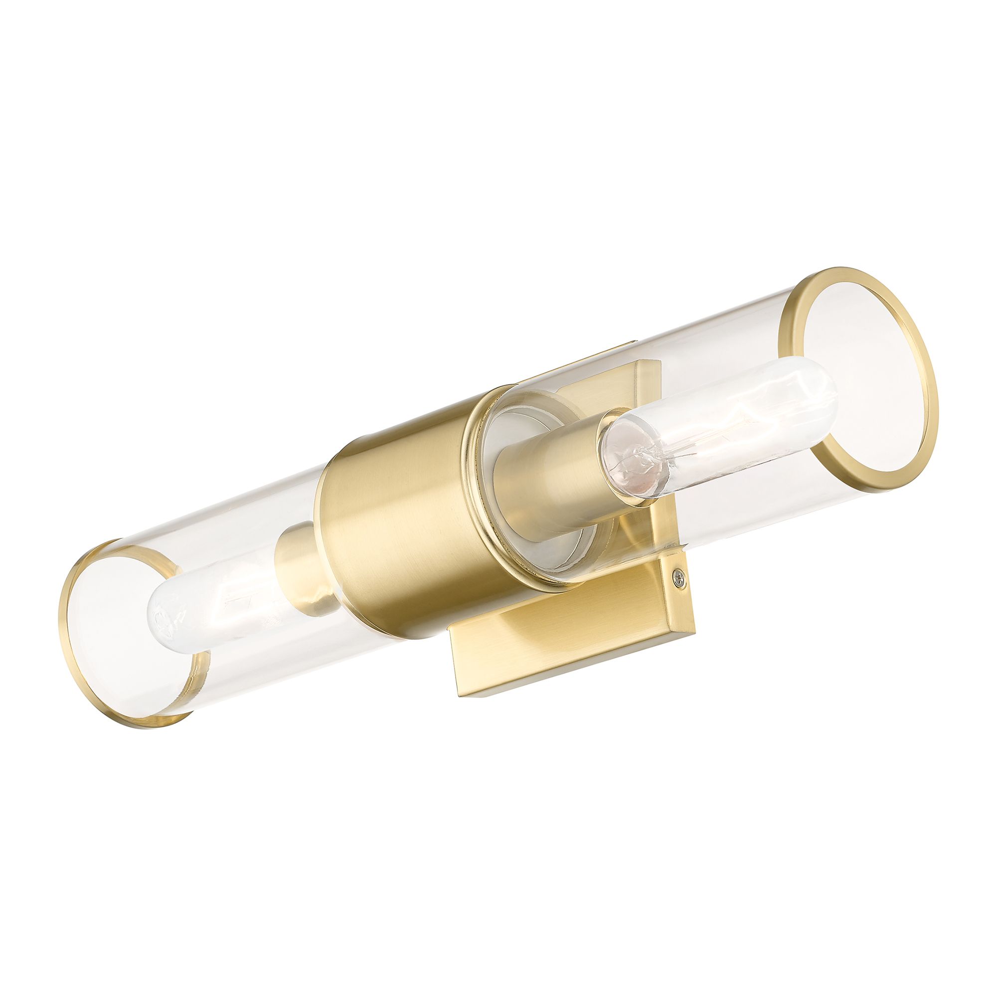 Quincy 16" High Satin Brass and Clear Glass 2-Light Wall Sconce
