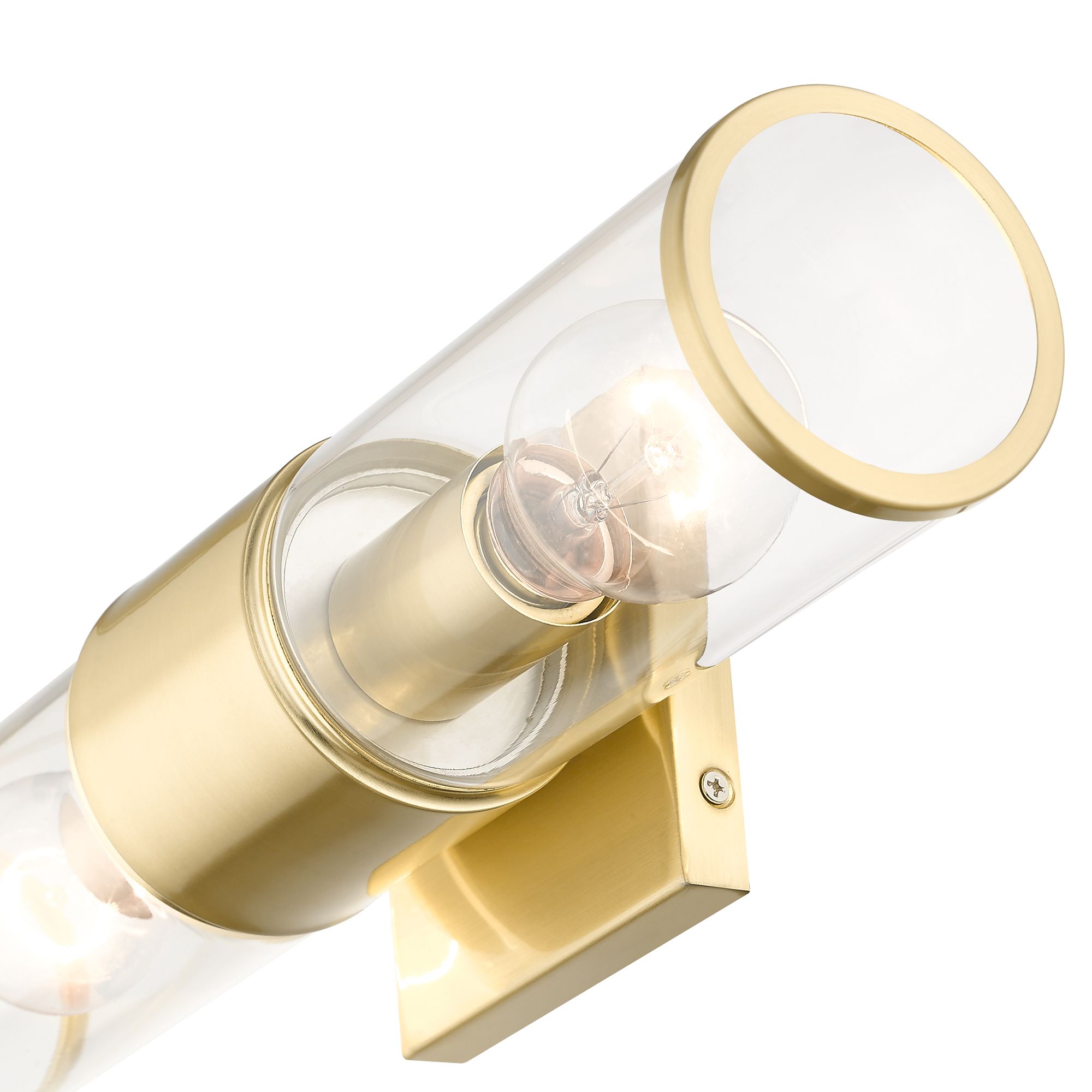 Quincy 16" High Satin Brass and Clear Glass 2-Light Wall Sconce