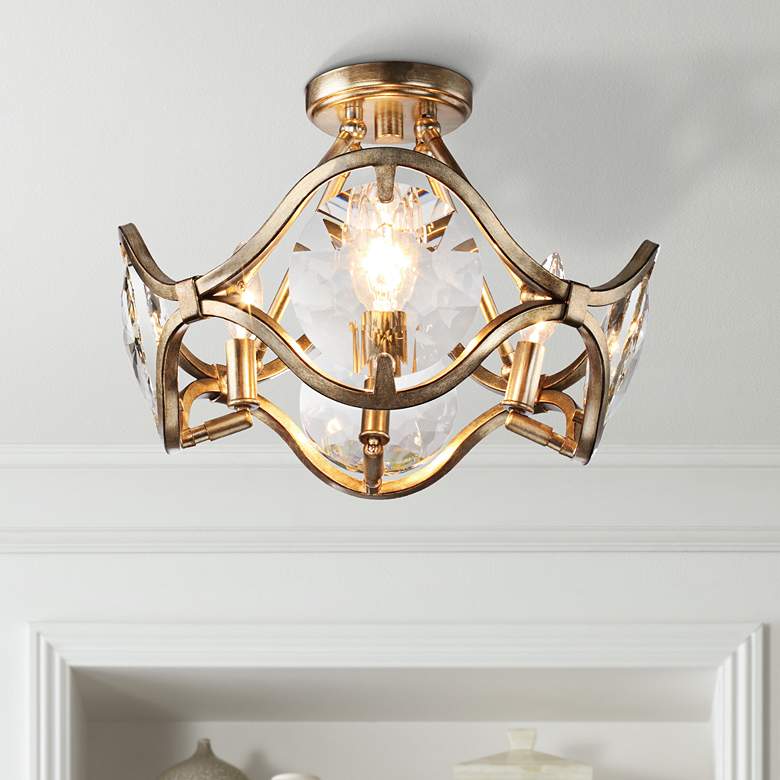 Image 1 Quincy 16" Wide Distressed Twilight 4-Light Ceiling Light
