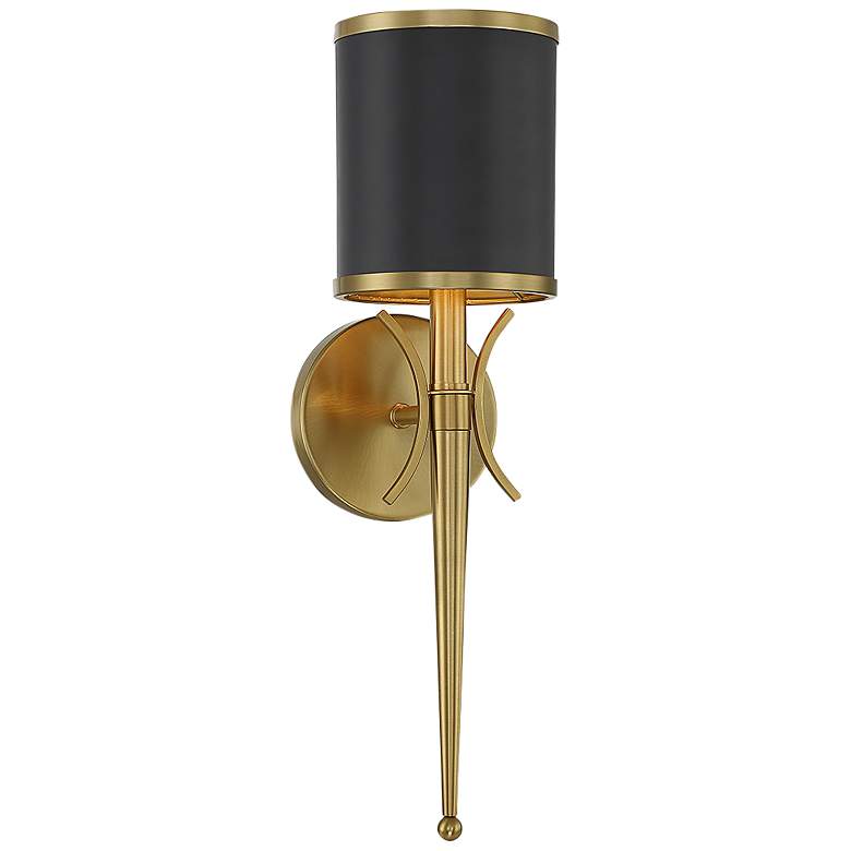 Image 1 Quincy 18 1/2" High Matte Black Warm Brass Wall Sconce
