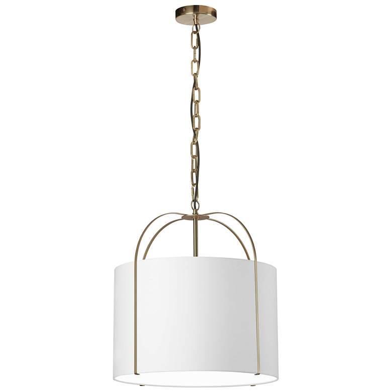 Image 2 Quincy 18" Wide Gold Pendant Light with White Fabric Shade