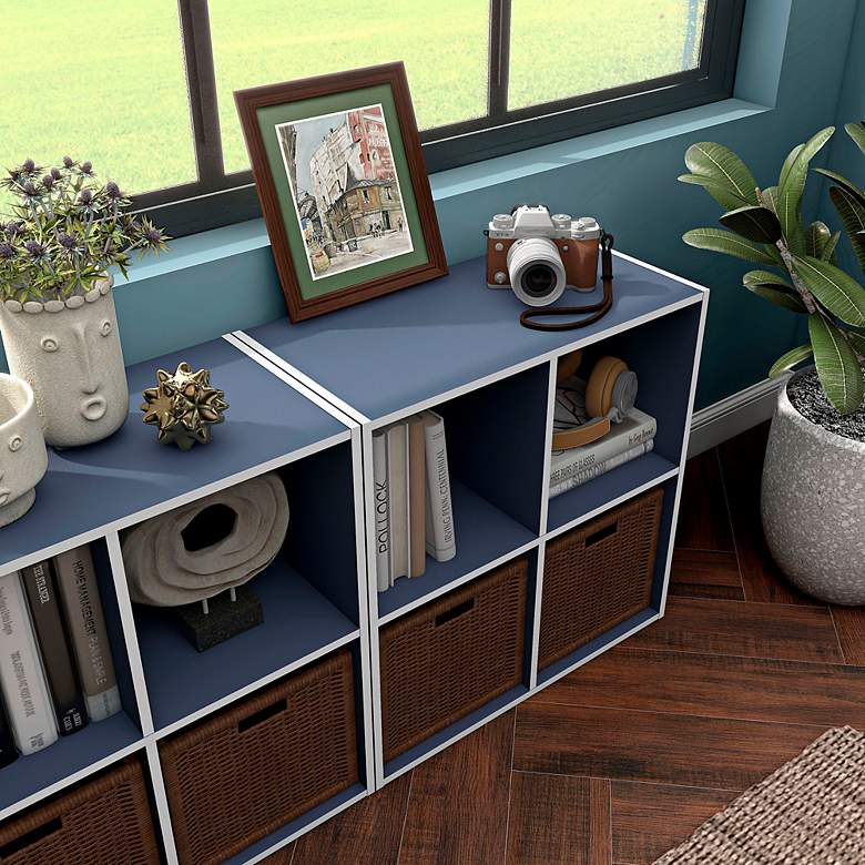 Image 1 Quincy 23 1/2" Wide Blue 4-Shelf Modular Stackable Bookcase