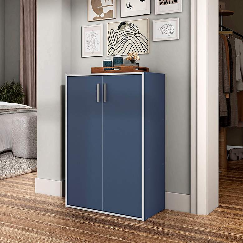 Image 6 Quincy 23 1/2" Wide Blue Wood 2-Door Stackable Bookcase more views