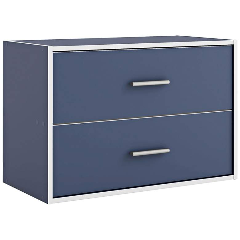 Image 2 Quincy 23 1/2" Wide Blue Wood 2-Drawer Stackable Bookcase