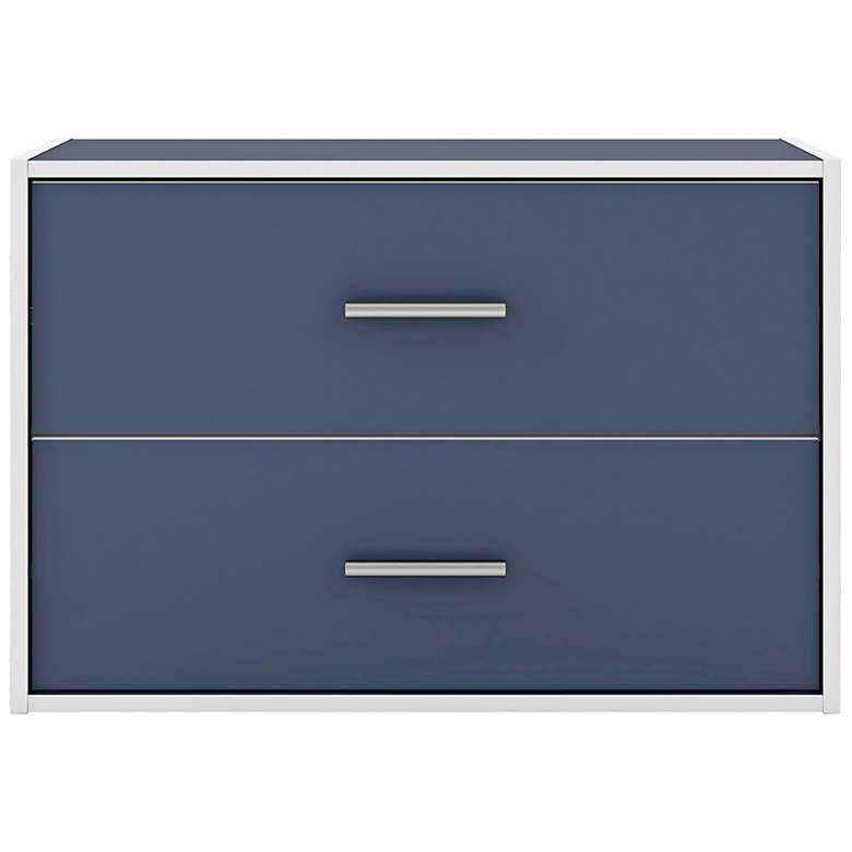 Image 3 Quincy 23 1/2" Wide Blue Wood 2-Drawer Stackable Bookcase more views