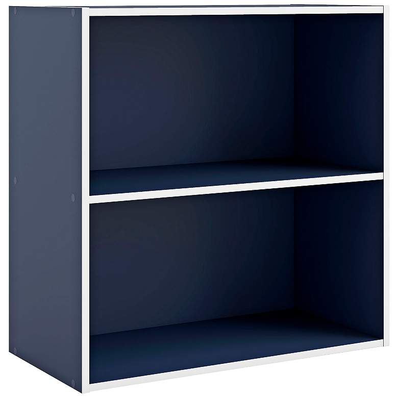Image 1 Quincy 23 1/2" Wide Blue Wood 2-Shelf Stackable Bookcase