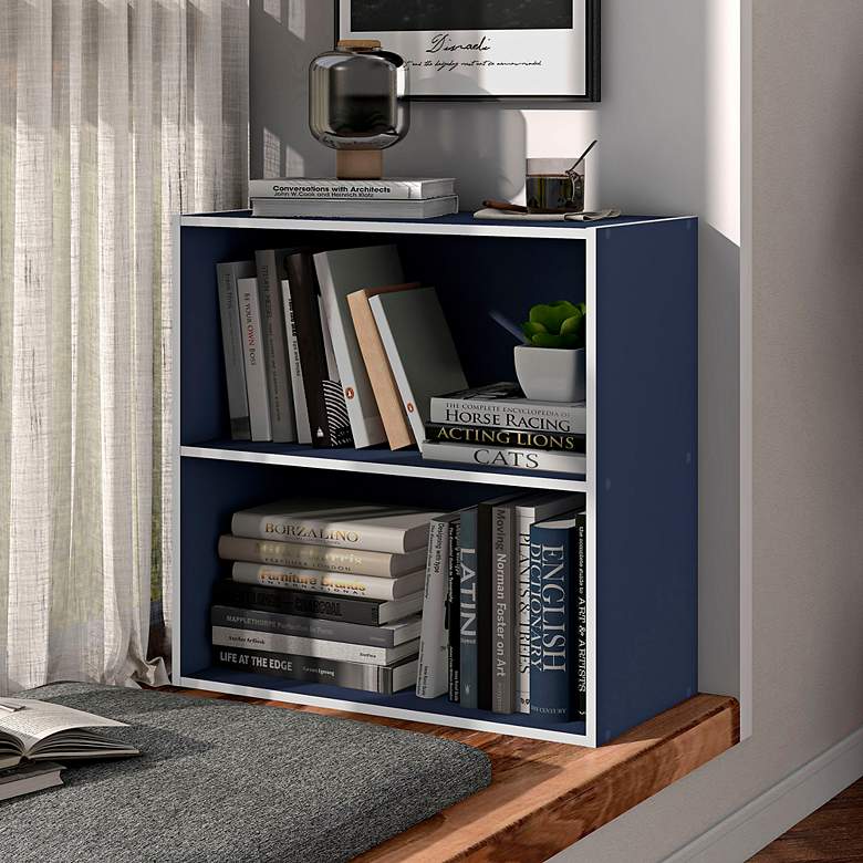 Image 4 Quincy 23 1/2" Wide Blue Wood 2-Shelf Stackable Bookcase more views